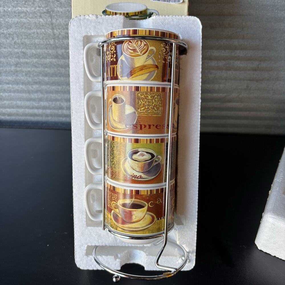 Cypress Home Stackable Mugs cafe-latte-espresso-cappuccino